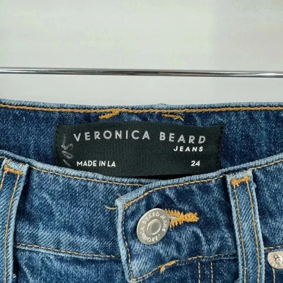 New Veronica Beard Keane Split Hem Straight-Leg Jeans in Bright Blue size 24 B48 - Picture 6 of 9